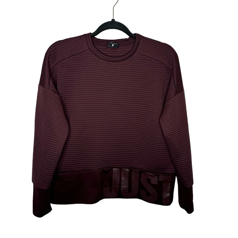 NIKE / maroon burgundy ribbed knit crew neck pullover logo sweatshirt / S